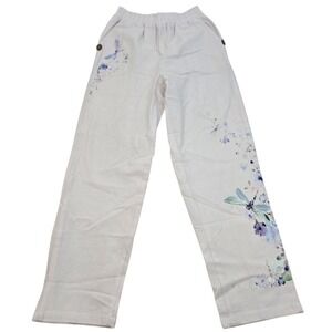 NORACORA NWT Womens S Wide Leg Pants Floral Dragonfly Print Pull‎ On Boho Chic